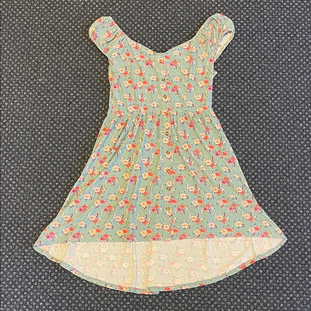 No Boundaries Green Floral Casual Dress